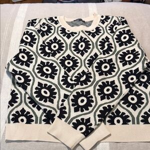 Adrianna Papell Black and Cream Patterned Sweater